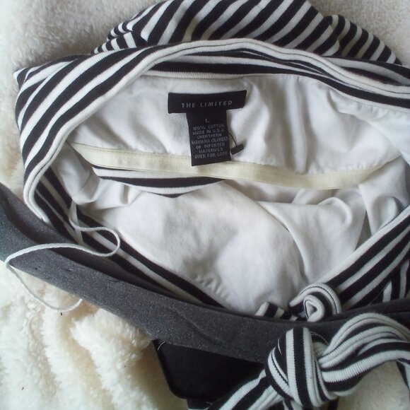 The Limited Black/White Striped Halter Top w/Bra Liner Size: L - Picture 5 of 7